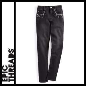 NWT Epic Threads Skinny Fit Embellished Black Jeans